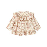 Kjole med blomstermønster og rund krave