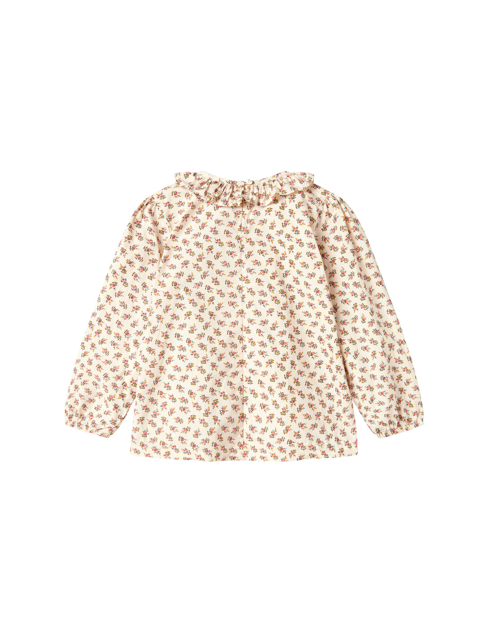 Bluse med blomstermønster og rund flæsekrave