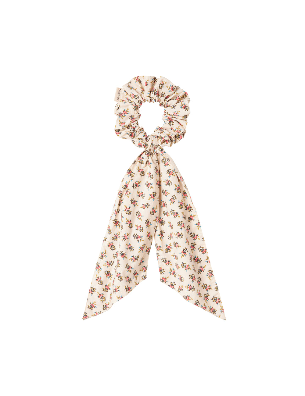 Nærbillede af bindebånd med blomsterprint