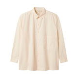 Bluse til kvinder i cremefarve med knaplukning og brystlomme