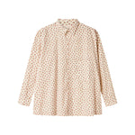 Blomstret skjorte til kvinder med lange ærmer og klassisk krave