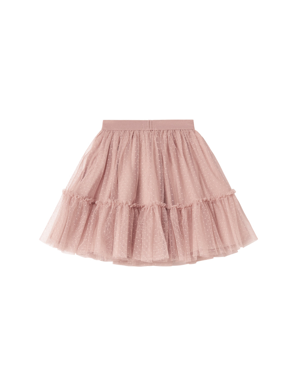 Lyserød tylnederdel til børn med lagdelt design og elastik i taljen