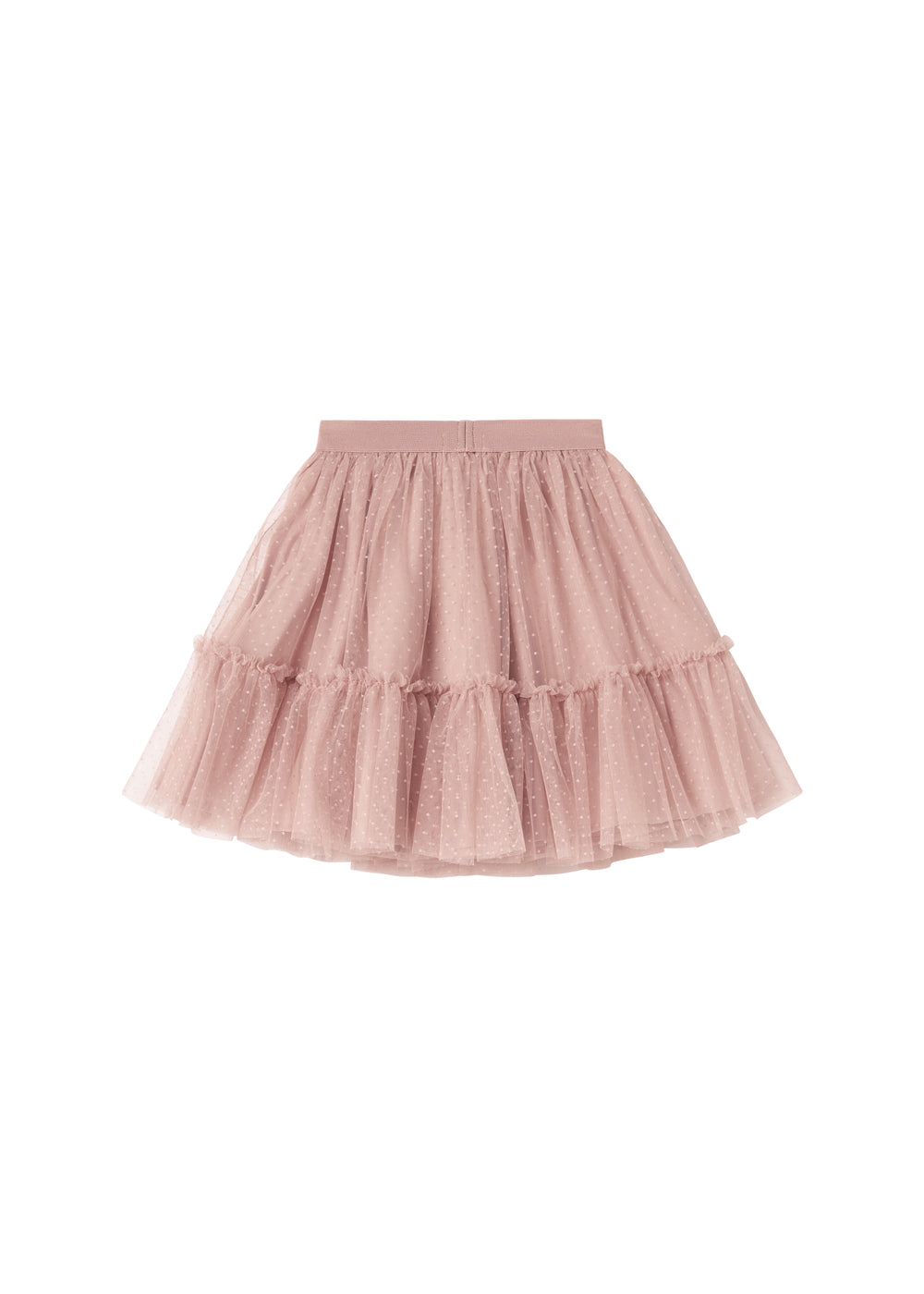Lyserød tylnederdel til børn med lagdelt design og elastik i taljen