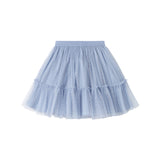 Blå tylnederdel til børn med lagdelt design og elastik i taljen