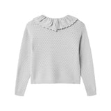 Grå strikbluse til børn set bagfra