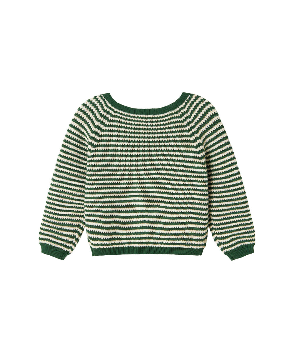 Grøn og hvid stribet striktrøje til børn