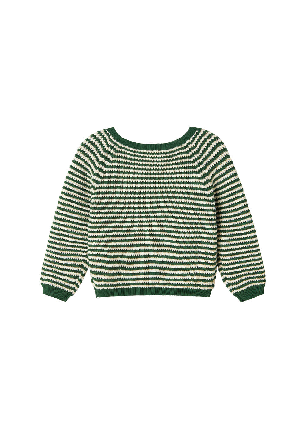 Grøn og hvid stribet striktrøje til børn