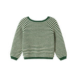 Grøn og hvid stribet striktrøje til børn