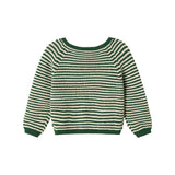 Grøn og hvid stribet striktrøje til børn