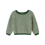 Grøn og hvid stribet striktrøje til børn
