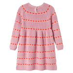 Lyserød strikkjole til børn med røde hjerter