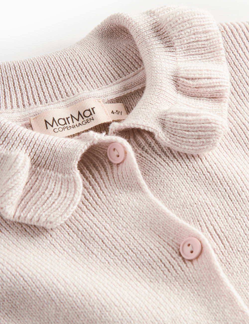 Offwhite cardigan til børn med krave og knaplukning foran