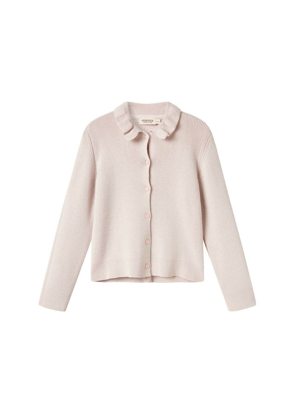 Hvid cardigan til børn med krave og knaplukning foran