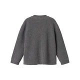 Mørkegrå strikket cardigan til børn med knapper og lommer