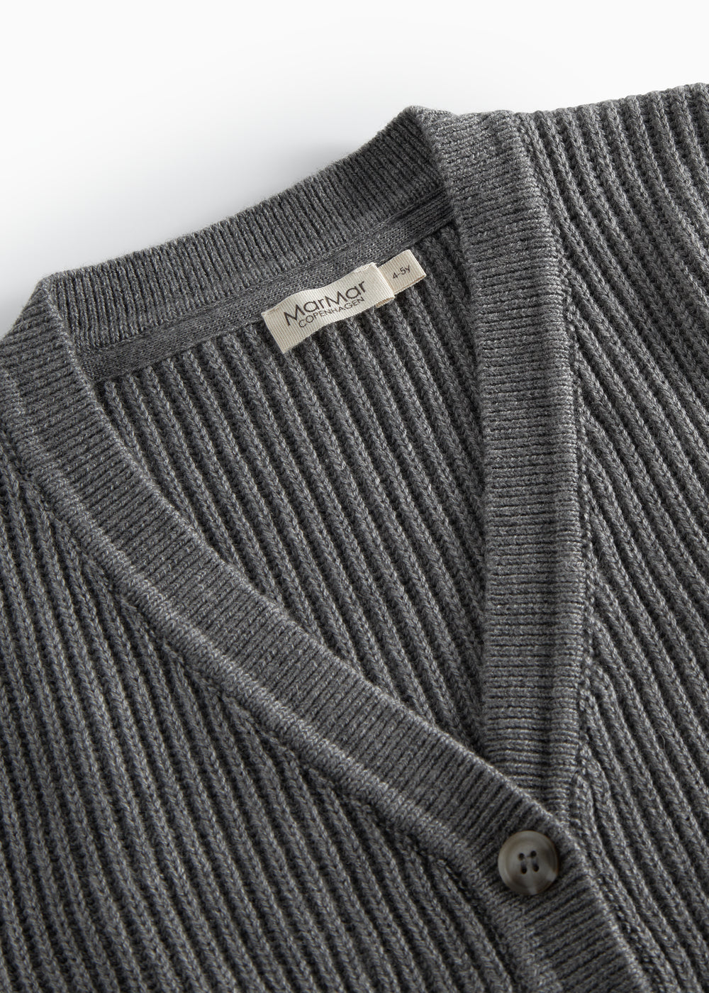 Mørkegrå strikket cardigan til børn med knapper og lommer