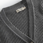 Mørkegrå strikket cardigan til børn med knapper og lommer