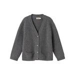 Mørkegrå strikket cardigan til børn med knapper og lommer