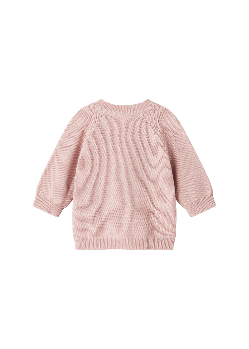 Lyserød strikket babycardigan med lange ærmer