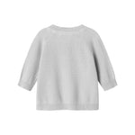 Lys grå strikket babytrøje med lange ærmer