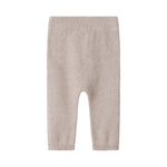 Beige strikkede babybukser med elastik i taljen