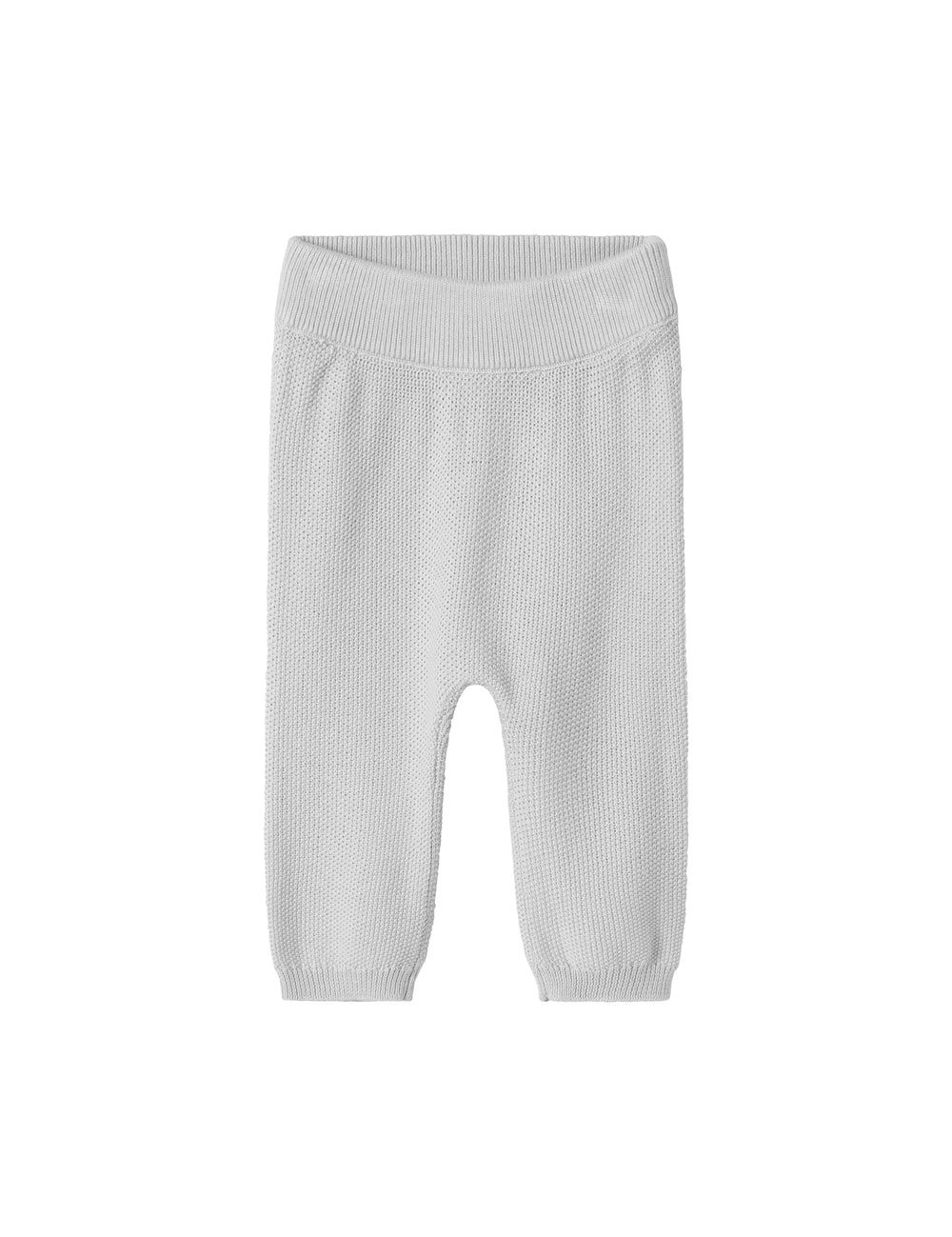 Grey knitted baby pants with elastic waist