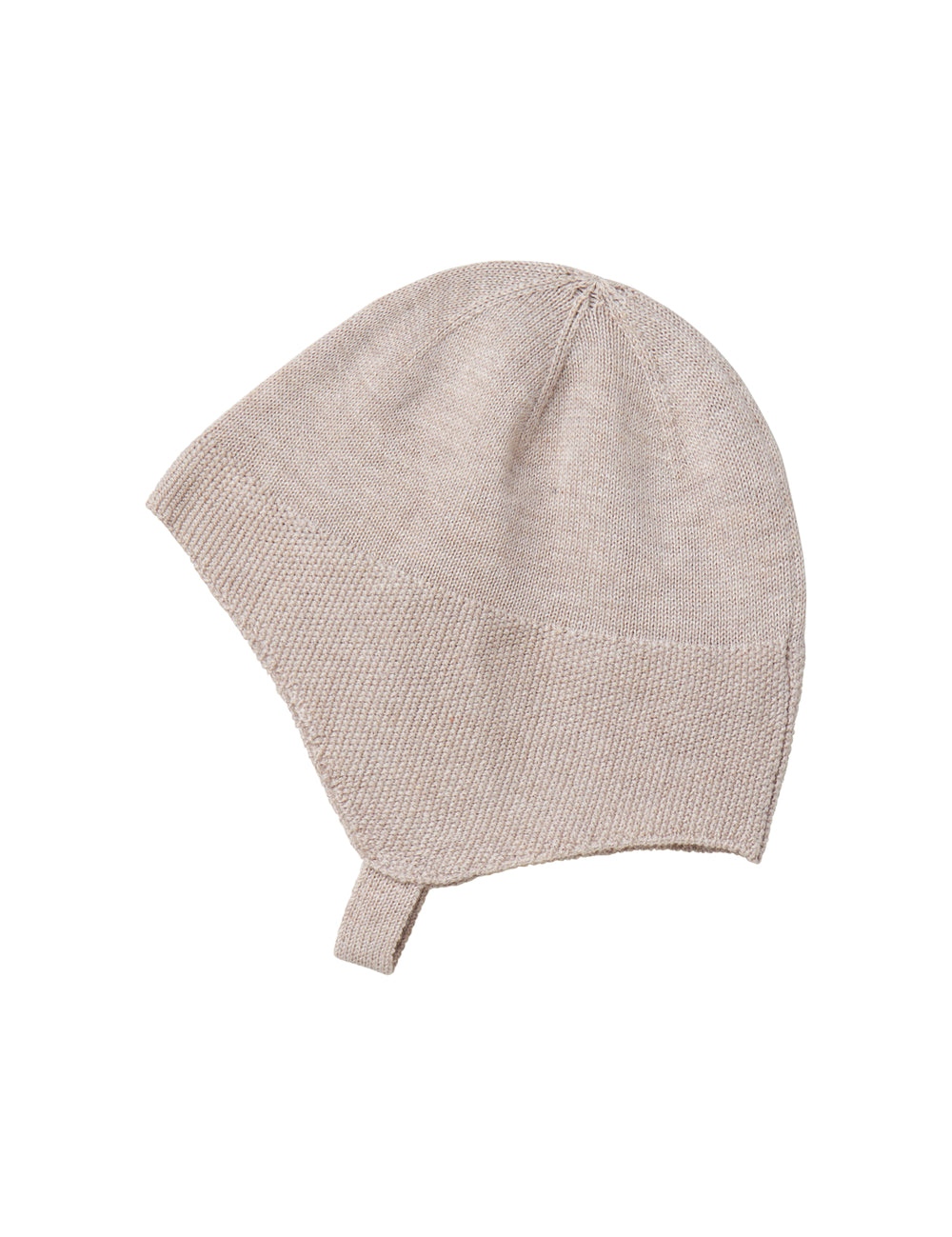 Beige strikket babyhue med lille rem