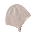 Beige strikket babyhue med lille rem