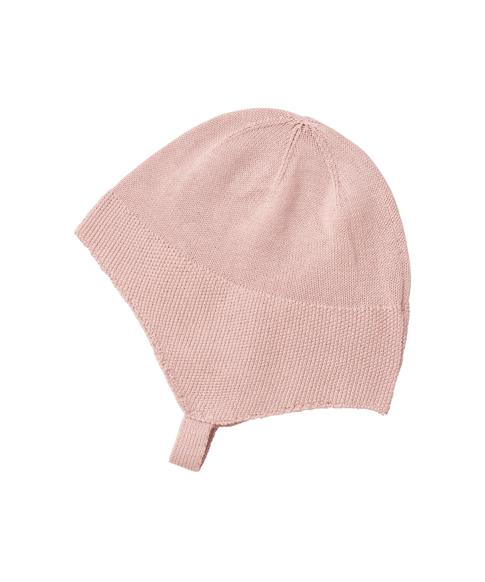 Lyserød hue i perlestrik til baby