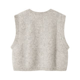 Grå strikvest til kvinder i blød uldblanding