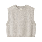 Grå strikvest til kvinder i blød uldblanding