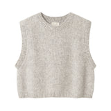 Grå strikvest til kvinder i blød uldblanding