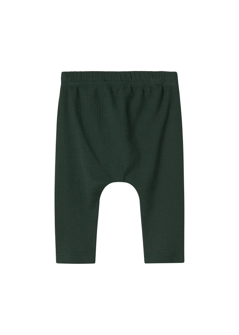 Grøne ribbede babybukser med snøre i taljen