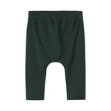 Grøne ribbede babybukser med snøre i taljen