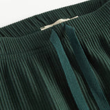 Grøne ribbede babybukser med snøre i taljen