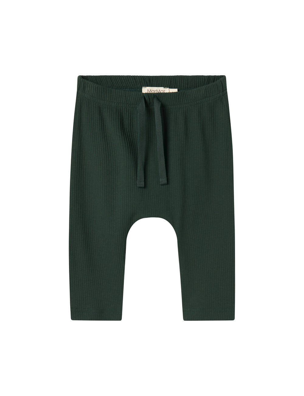 Grøne ribbede babybukser med snøre i taljen