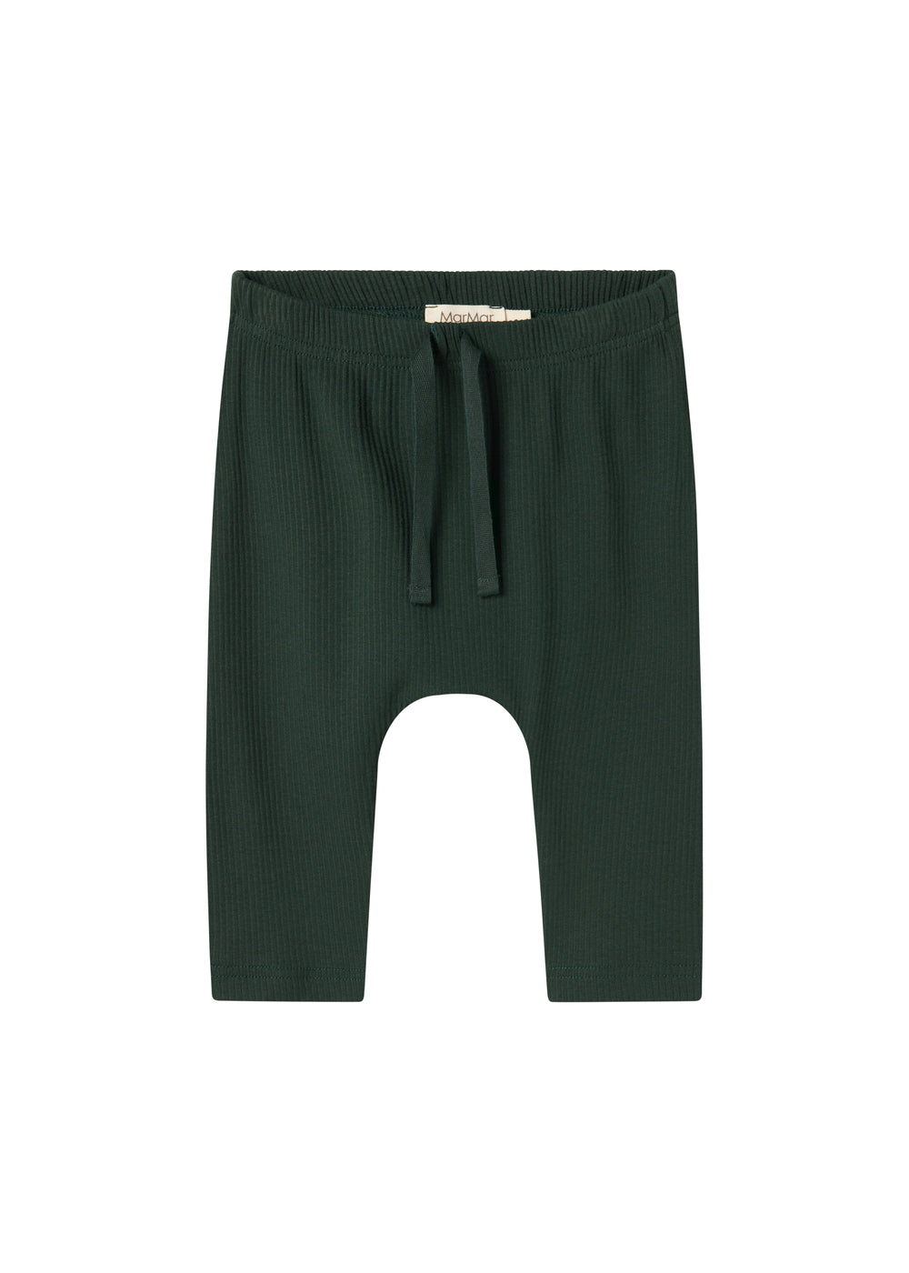 Grøne ribbede babybukser med snøre i taljen