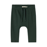 Grøne ribbede babybukser med snøre i taljen