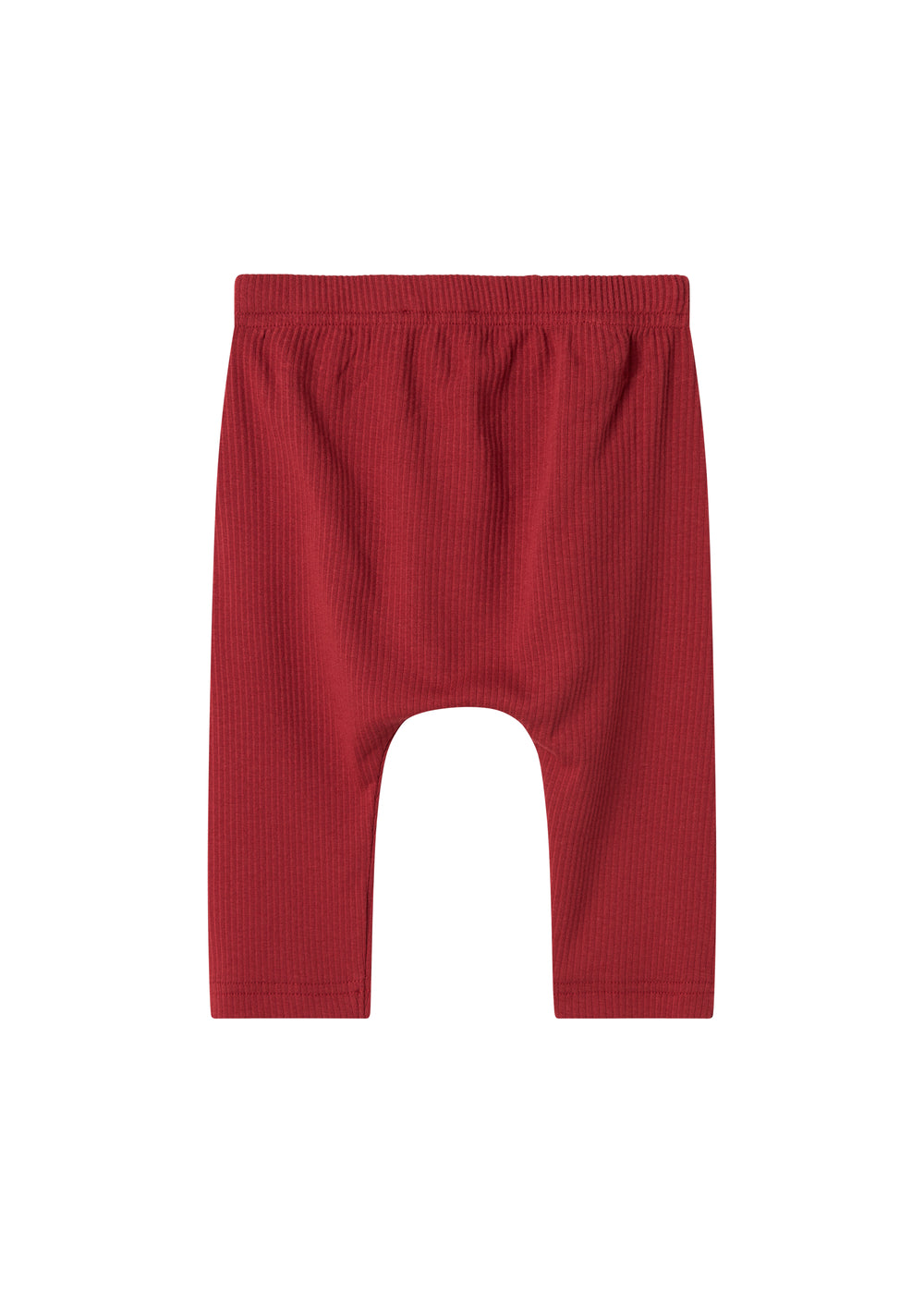 Røde ribbede babybukser med snøre i taljen