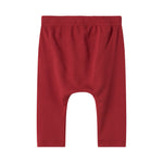 Røde ribbede babybukser med snøre i taljen