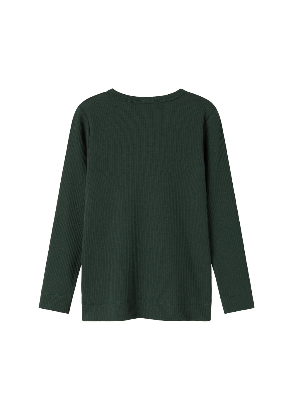 Grøn ribstrikket t-shirt med stolpe knaplukning til børn