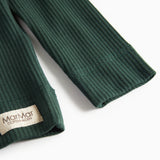 Grøn ribstrikket t-shirt med lange ærmer til børn