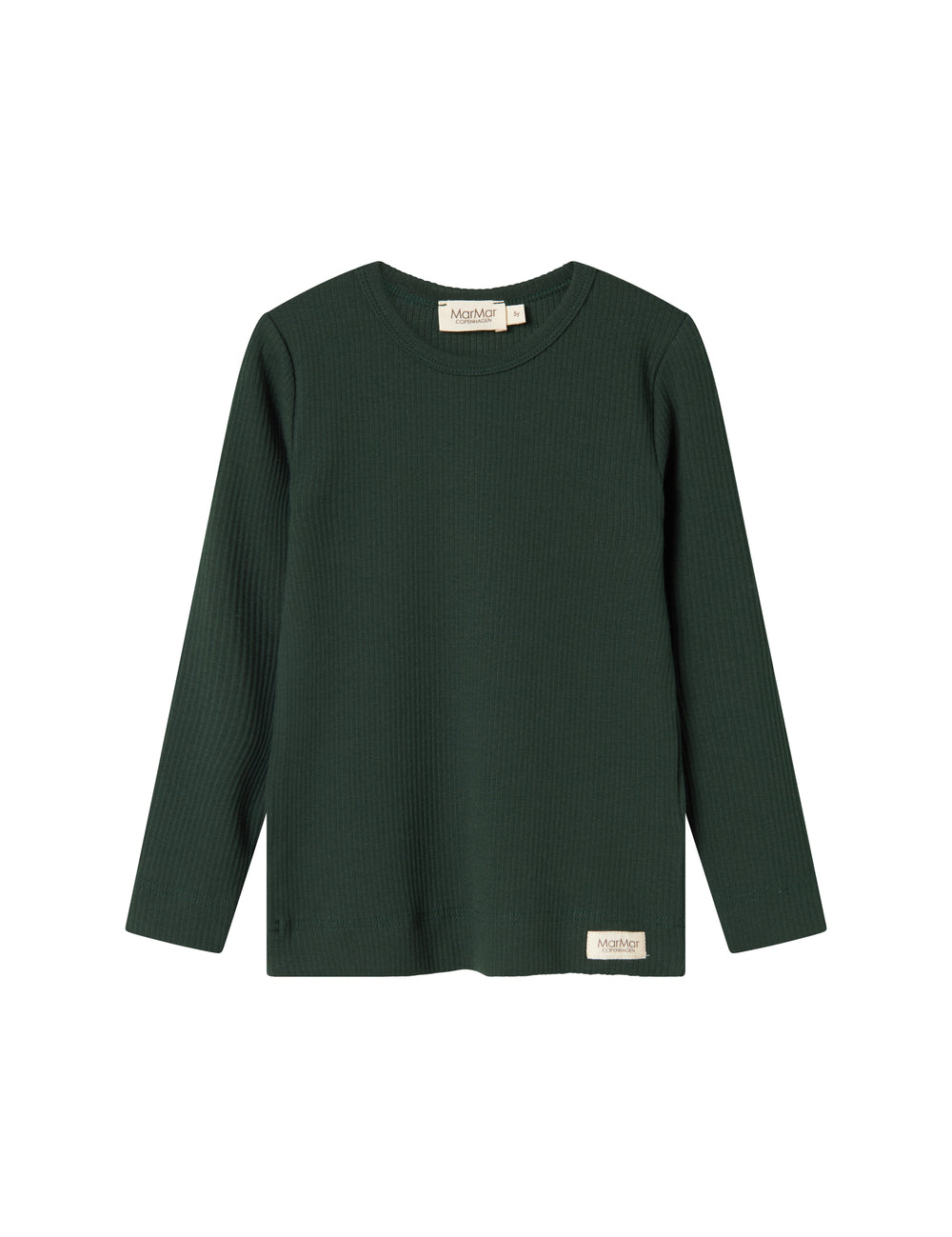 Grøn ribstrikket t-shirt med lange ærmer til børn