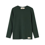 Grøn ribstrikket t-shirt med lange ærmer til børn