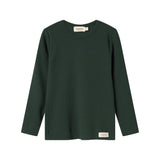 Grøn ribstrikket t-shirt med lange ærmer til børn