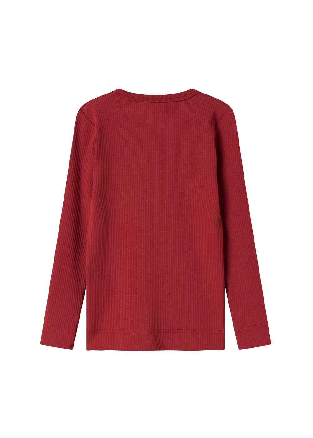 Rød ribstrikket t-shirt med lange ærmer til børn