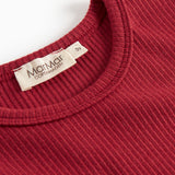 Rød ribstrikket t-shirt med lange ærmer til børn