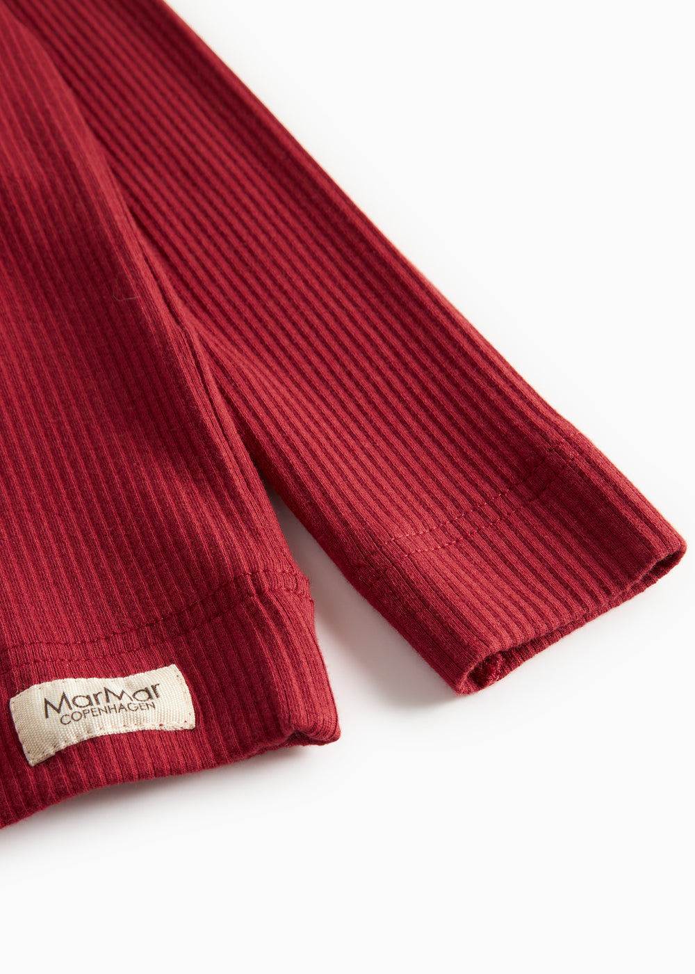 Rød ribstrikket t-shirt med lange ærmer til børn