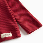 Rød ribstrikket t-shirt med lange ærmer til børn