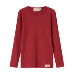 Rød ribstrikket t-shirt med lange ærmer til børn