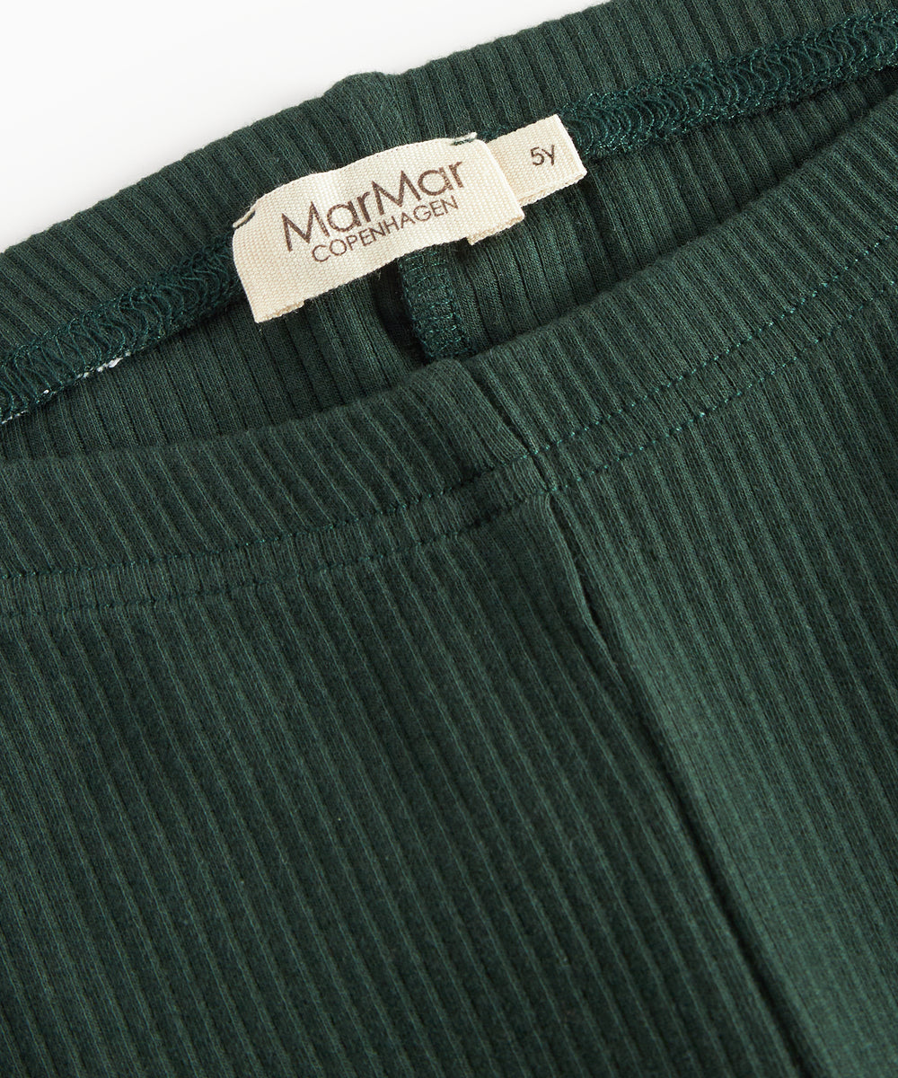 Grøne ribstrikkede leggings til børn